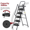 5 Step Ladder with Handrails, Holaki Folding Step Stool with Widened Anti-Slip Pedal, 500lbs Lightweight Step Ladder 6 Step Folding, Multi-Use for Home Kitchen Pantry Office, Black