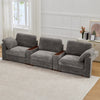 Holaki 138" Oversized Modular Sectional Sofa with 2 Built-in Side Tables, 3 Seat Large Wide Comfy Cloud Couches for Living Room, Sectional Sleeper Sofa with 2 Ottoman & Storage Space