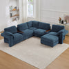 Holaki 138" Oversized Modular Sectional Sofa with 2 Built-in Side Tables, 3 Seat Large Wide Comfy Cloud Couches for Living Room, Sectional Sleeper Sofa with 2 Ottoman & Storage Space