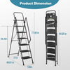 5 Step Ladder with Handrails, Holaki Folding Step Stool with Widened Anti-Slip Pedal, 500lbs Lightweight Step Ladder 6 Step Folding, Multi-Use for Home Kitchen Pantry Office, Black