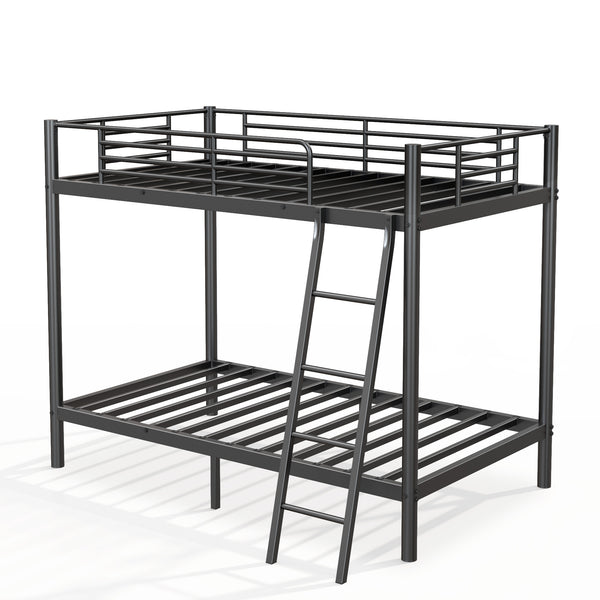 Holaki Twin Over Twin Metal Bunk Bed, with Ladder & Guardrails Metal Bunk Bed Frame, Noise Free & Easy Assembly Strudy Metal Bunk Bed with Support Leg, Black