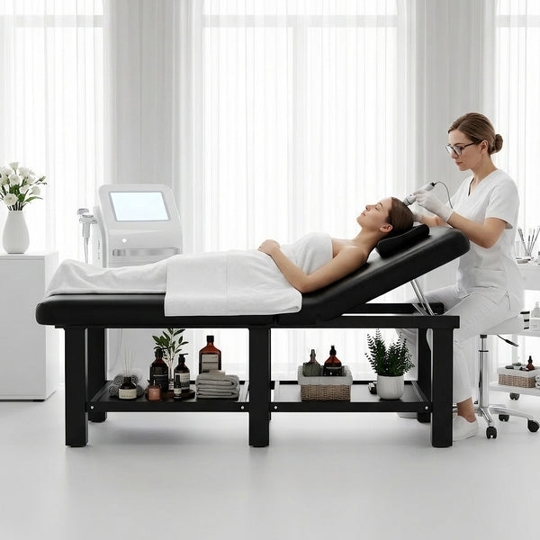 Professional Folding Massage Table with Adjustable Backrest - 30.5" Wide Spa & Physical Therapy Bed, Heavy Duty Metal Frame, PU Leather Top for Facial, Treatment, Relaxation