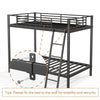 Holaki Twin Over Twin Metal Bunk Bed, with Ladder & Guardrails Metal Bunk Bed Frame, Noise Free & Easy Assembly Strudy Metal Bunk Bed with Support Leg, Black