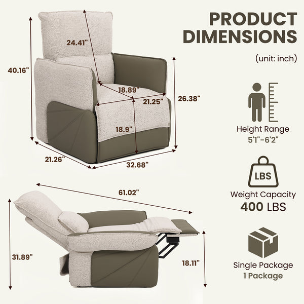 Holaki Electric Recliner Chair with Flip-Up Armrests, Power Recliner Chair with Lumbar Support and Side Pockets, Modern Recliner Sofa for Living Room Small Space Bedroom & Home Theater