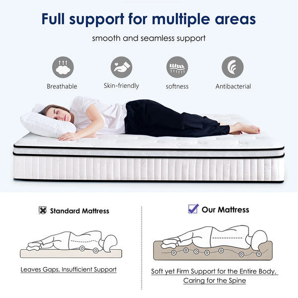 Holaki Full Size Mattress, 12 Inch Full Hybrid Memory Foam Mattress in a Box with Pocket Springs for Cool Night & Pressure Relief, Medium Firm, CertiPUR-US, OEKO-TEX