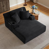 Oversized Chaise Lounge Chair Indoor, Comfy Deep Seat Sleeper Cloud Couch with 2 Cup Holder & Throw Pillow, Faux Fur Upholstered Deep Seat Accent Chair for Living Room & Office, No Assembly Required