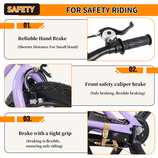 Holaki 18 Inch Kids Bike with Training Wheels & Handbrake for 5-9 Years Old Boys&Girls, Kids Bicycle Adjustable Seat with High Carbon Steel Frame, Water Bottle & Night Glow for Birthday Gift