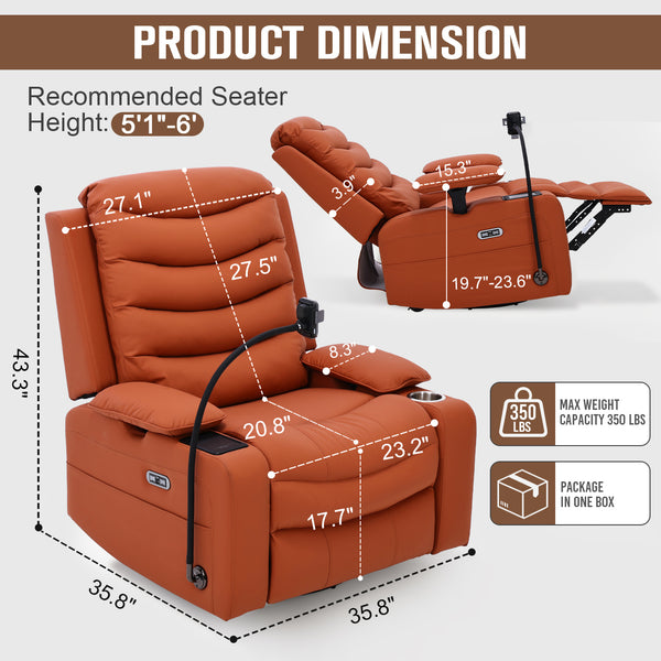Holaki Power Recliner Chair, 270° Swivel Recliner with Heat & Lumbar Support, Modern Chenille Rocker Recliner Nursery Chair with Smart Cup Holder & Adjustable Armrests for Nursing