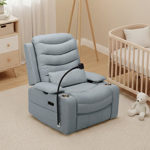 Holaki Power Recliner Nursery Chair, 270° Swivel Glider Rocking Chair with Adjustable 3D Armrests, Lumbar Pillow, 400 lbs