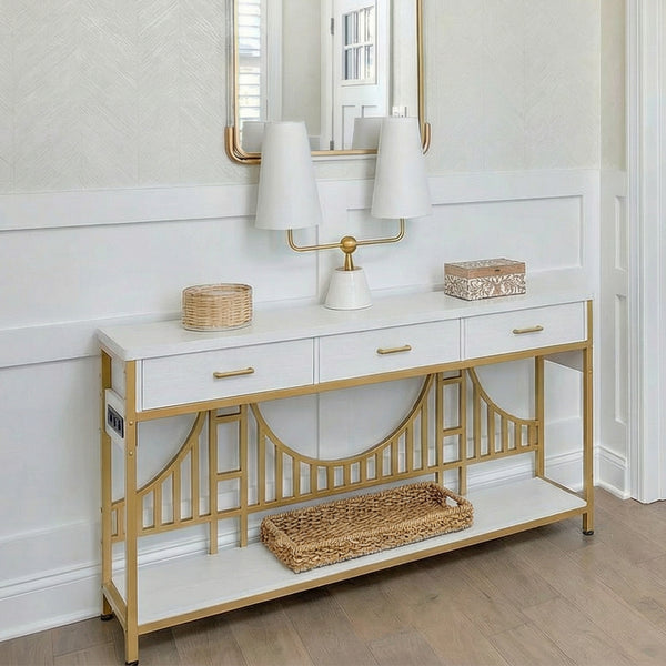 Golden Gate–Inspired Entryway Console Table with Smart Storage