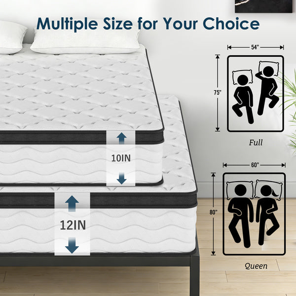 Queen Mattress, Holaki 10 Inch Queen Size Hybrid Memory Foam Mattress in a Box, Individually Wrapped Pocket Springs Mattress, Medium Firm Mattress for Pressure Relief, Strong Edge Support