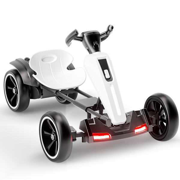 Holaki 12V Kids Electric Go Kart, Battery Powered Ride On Toy with Adjustable Seat, Music & LED Lights, Forward/Backward, EVA Wheels, Pedal Go Kart Electric Car for Kids Boys Girls Ages 3-6