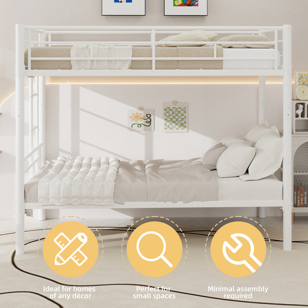 Holaki Twin Over Twin Metal Bunk Bed, with Ladder & Guardrails Metal Bunk Bed Frame, Noise Free & Easy Assembly Strudy Metal Bunk Bed with Support Leg