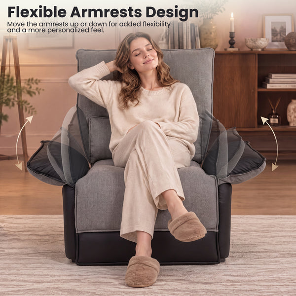 Holaki Electric Recliner Chair with Flip-Up Armrests, Power Recliner Chair with Lumbar Support and Side Pockets, Modern Recliner Sofa for Living Room Small Space Bedroom & Home Theater
