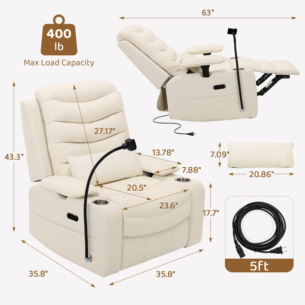 Holaki Power Recliner Nursery Chair, 270° Swivel Glider Rocking Chair with Adjustable 3D Armrests, Lumbar Pillow, 400 lbs