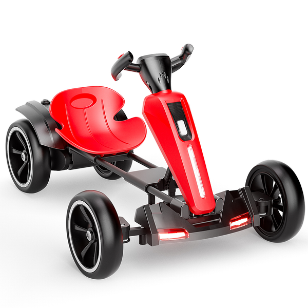Holaki 12V Kids Electric Go Kart, Battery Powered Ride On Toy with Adjustable Seat, Music & LED Lights, Forward/Backward, EVA Wheels, Pedal Go Kart Electric Car for Kids Boys Girls Ages 3-6