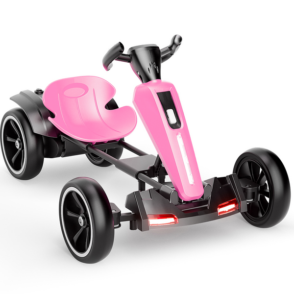 Holaki 12V Kids Electric Go Kart, Battery Powered Ride On Toy with Adjustable Seat, Music & LED Lights, Forward/Backward, EVA Wheels, Pedal Go Kart Electric Car for Kids Boys Girls Ages 3-6