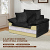 47" Oversized Chaise Lounge Chair Indoor, Holaki Fluffy Corduroy Upholstered Springs Sofa Bed with Ottoman & Pillows, Modern Comfy Cloud Sofas Couches for Living Room, Bedroom