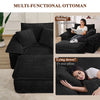 47" Oversized Chaise Lounge Chair Indoor, Holaki Fluffy Corduroy Upholstered Springs Sofa Bed with Ottoman & Pillows, Modern Comfy Cloud Sofas Couches for Living Room, Bedroom