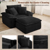 47" Oversized Chaise Lounge Chair Indoor, Holaki Fluffy Corduroy Upholstered Springs Sofa Bed with Ottoman & Pillows, Modern Comfy Cloud Sofas Couches for Living Room, Bedroom