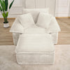 47" Oversized Chaise Lounge Chair Indoor, Holaki Fluffy Corduroy Upholstered Springs Sofa Bed with Ottoman & Pillows, Modern Comfy Cloud Sofas Couches for Living Room, Bedroom
