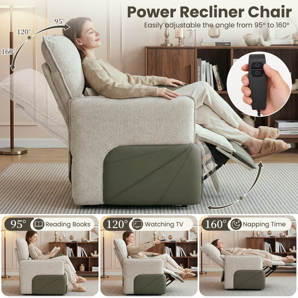 Holaki Electric Recliner Chair with Flip-Up Armrests, Power Recliner Chair with Lumbar Support and Side Pockets, Modern Recliner Sofa for Living Room Small Space Bedroom & Home Theater