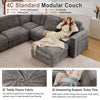 Holaki 138" Oversized Modular Sectional Sofa with 2 Built-in Side Tables, 3 Seat Large Wide Comfy Cloud Couches for Living Room, Sectional Sleeper Sofa with 2 Ottoman & Storage Space