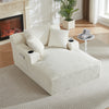 Oversized Chaise Lounge Chair Indoor, Holaki Comfy Deep Seat Sleeper Cloud Couch with 2 Cup Holder & Throw Pillow, Faux Fur Upholstered Deep Seat Accent Chair for Living Room, No Assembly Required