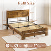 Wood Queen Bed Frame with Headboard, Holaki Rustic Farmhouse Platform Bed Frame with USB Port & 2 Foldable Side Storage Rack, 12 Wood Slats Support, No Box Spring Needed, Easy Assembly