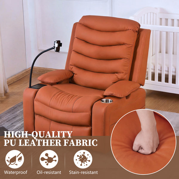 Holaki Power Recliner Chair, 270° Swivel Recliner with Heat & Lumbar Support, Modern Chenille Rocker Recliner Nursery Chair with Smart Cup Holder & Adjustable Armrests for Nursing
