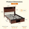 Queen Size Bed Frame, Holaki Farmhouse Queen Bed Frame with Storage Headboard, Charging Station & LED Lights, 2 Storage Drawers, No Box Spring Needed, Noise Free, Easy Assembly, White