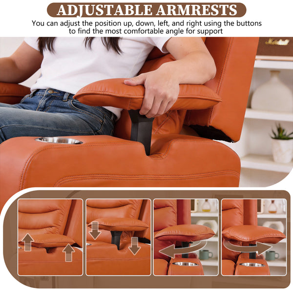Holaki Power Recliner Chair, 270° Swivel Recliner with Heat & Lumbar Support, Modern Chenille Rocker Recliner Nursery Chair with Smart Cup Holder & Adjustable Armrests for Nursing