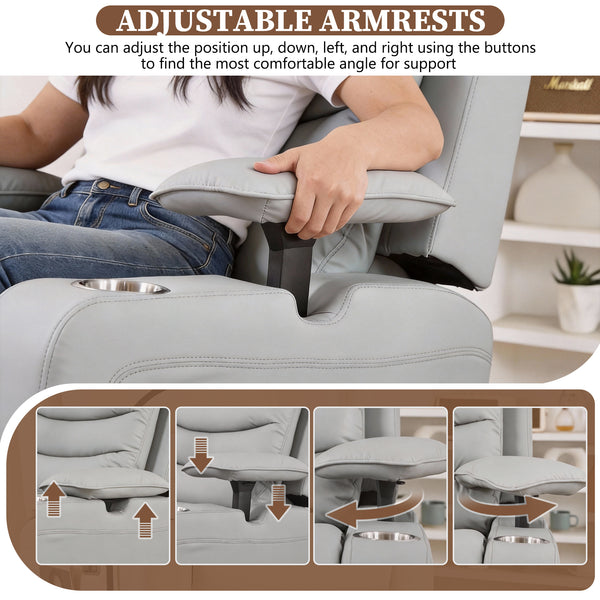 Holaki Power Recliner Chair, 270° Swivel Recliner with Heat & Lumbar Support, Modern Chenille Rocker Recliner Nursery Chair with Smart Cup Holder & Adjustable Armrests for Nursing