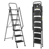 5 Step Ladder with Handrails, Holaki Folding Step Stool with Widened Anti-Slip Pedal, 500lbs Lightweight Step Ladder 6 Step Folding, Multi-Use for Home Kitchen Pantry Office, Black