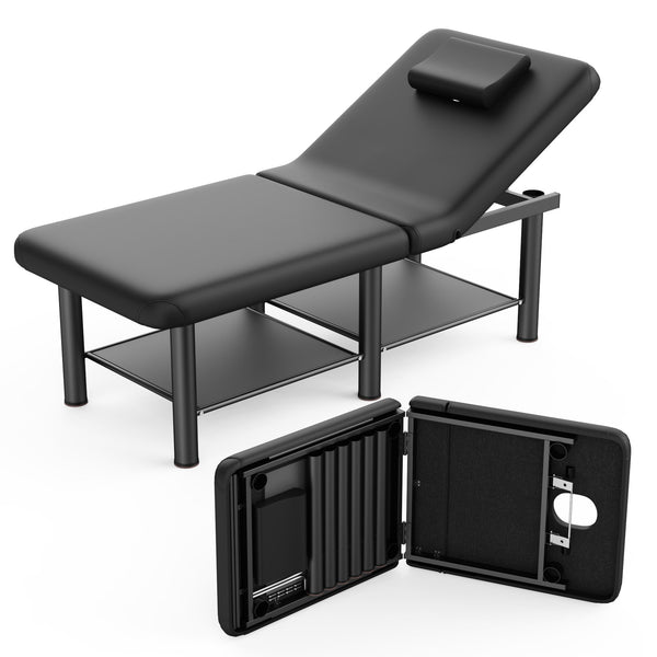 Holaki 75 inch Stationary Massage Table, Heavy Duty Metal Frame with PU Leather, Modern Esthetician Bed for Physical Therapy Spa Tattoo