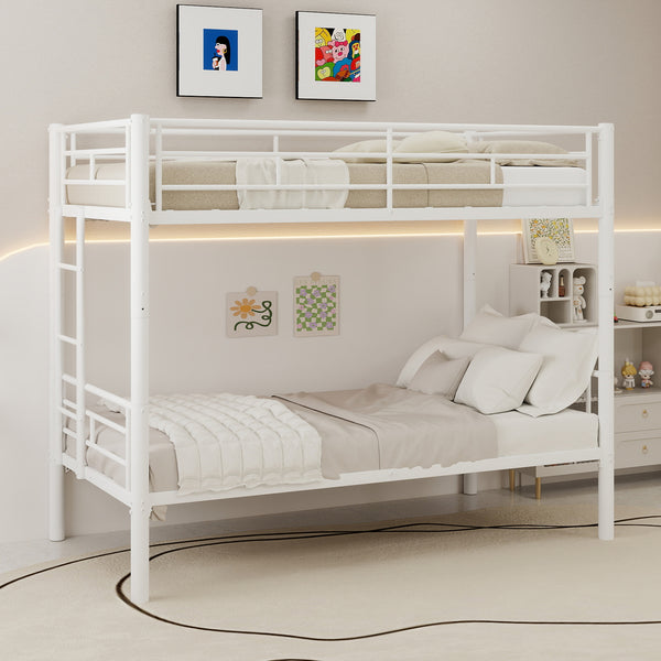 Holaki Twin Over Twin Metal Bunk Bed, with Ladder & Guardrails Metal Bunk Bed Frame, Noise Free & Easy Assembly Strudy Metal Bunk Bed with Support Leg