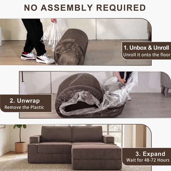 Holaki 5 in 1 Modular Sectional Sofa with Movable Ottoman, L-Shaped Convertible Boneless Couch for Living Room, Corduroy Deep Seat Sofa