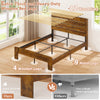 Wood Full Bed Frame with Headboard, Holaki Rustic Farmhouse Platform Bed Frame with USB Port & LED Lights, Heavy-Duty Wood & Metal Frame, No Box Spring Needed, Easy Assembly