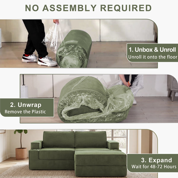 Holaki 5 in 1 Modular Sectional Sofa with Movable Ottoman, L-Shaped Convertible Boneless Couch for Living Room, Corduroy Deep Seat Sofa