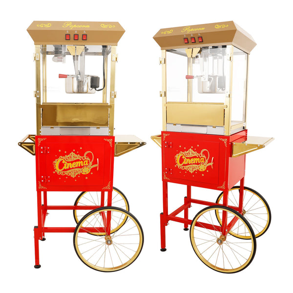 Holaki 16 oz Popcorn Machine with Cart, Commercial Popcorn Maker, Stainless Steel Kettle, Makes up to 32 Cups, 3-Switch Control for Home Movie Theater