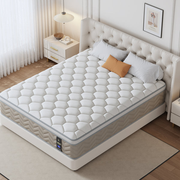 Queen Mattress, Holaki 12 Inch Queen Gel Memory Foam Hybrid Mattress in a Box, Upgrade Individually Pocket Springs, Medium Firm, Pressure Relief, Breathable Comfort and Durable, CertiPUR-US, Brown