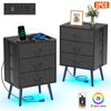 Nightstand Set of 2, Holaki Nightstand for Bedroom with Charging Station, Modern Nightstand with 3 Storage Drawer & 20 Colors LED Lights, Bedside Table for Living Room, White