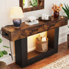 Holaki 63" Long Console Tables with Outlet, LED Strip & 2 Drawers, Modern Farmhouse Entryway Table with 20 Static Colors & 20 Changing Modes for Living Room, Office