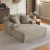 Oversized Chaise Lounge Chair Indoor, Comfy Deep Seat Sleeper Cloud Couch with 2 Cup Holder & Throw Pillow, Faux Fur Upholstered Deep Seat Accent Chair for Living Room & Office, No Assembly Required