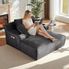Oversized Chaise Lounge Chair Indoor, Holaki Comfy Deep Seat Sleeper Cloud Couch with 2 Cup Holder & Throw Pillow, Faux Fur Upholstered Deep Seat Accent Chair for Living Room, No Assembly Required