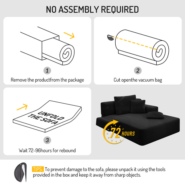 Oversized Chaise Lounge Chair Indoor, Holaki 2 in 1 Convertible Sofa Bed with 3 Pillows & Side Pocket, Corduroy Upholstered Sleeper Sofa Bed for Small Spaces Living Room Apartment