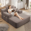 Oversized Chaise Lounge Chair Indoor, Holaki 2 in 1 Convertible Sofa Bed with 3 Pillows & Side Pocket, Corduroy Upholstered Sleeper Sofa Bed for Small Spaces Living Room Apartment