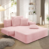 Oversized Chaise Lounge Chair Indoor, Holaki 2 in 1 Convertible Sofa Bed with 3 Pillows & Side Pocket, Corduroy Upholstered Sleeper Sofa Bed for Small Spaces Living Room Apartment