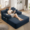 Oversized Chaise Lounge Chair Indoor, Holaki 2 in 1 Convertible Sofa Bed with 3 Pillows & Side Pocket, Corduroy Upholstered Sleeper Sofa Bed for Small Spaces Living Room Apartment