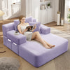 Oversized Chaise Lounge Chair Indoor, Holaki 2 in 1 Convertible Sofa Bed with 3 Pillows & Side Pocket, Corduroy Upholstered Sleeper Sofa Bed for Small Spaces Living Room Apartment